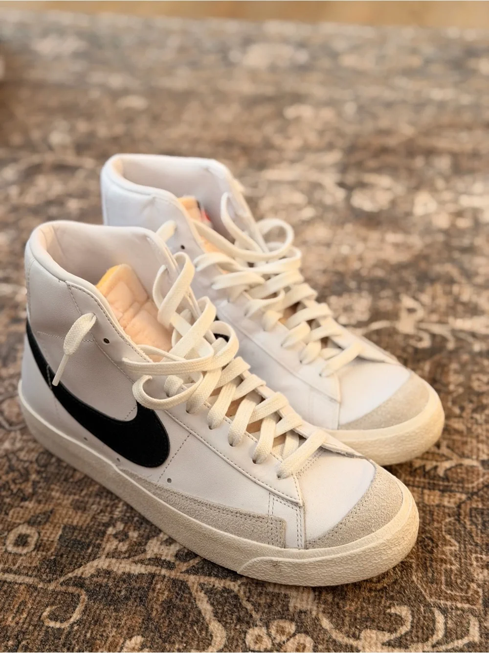 Nike High-Top Sneakers White with Black Swoosh